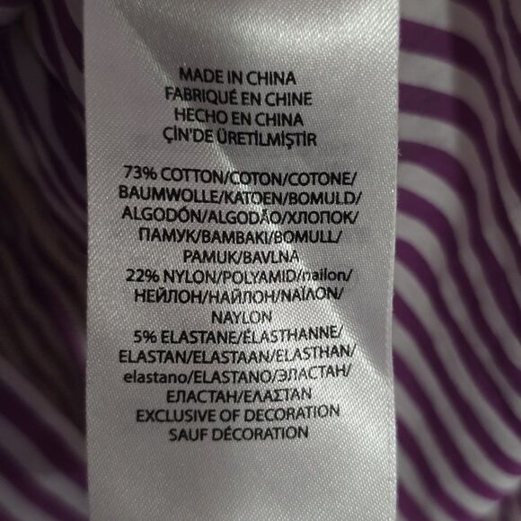 Polo Ralph Lauren Women’s 2 Slim Stretch Purple White Striped Button-Up Shirt - Picture 6 of 8